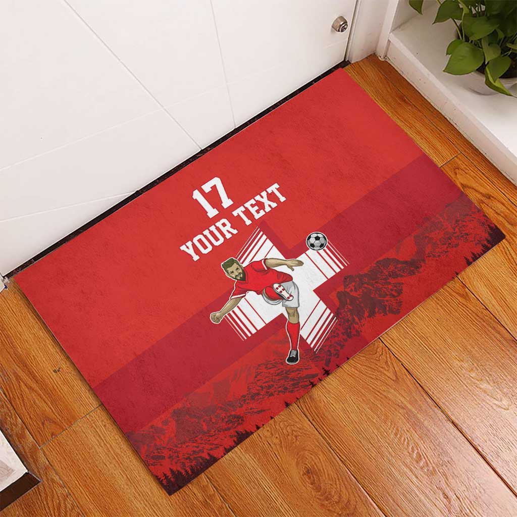 Custom Switzerland Football Rubber Doormat Hopp Schwiiz!