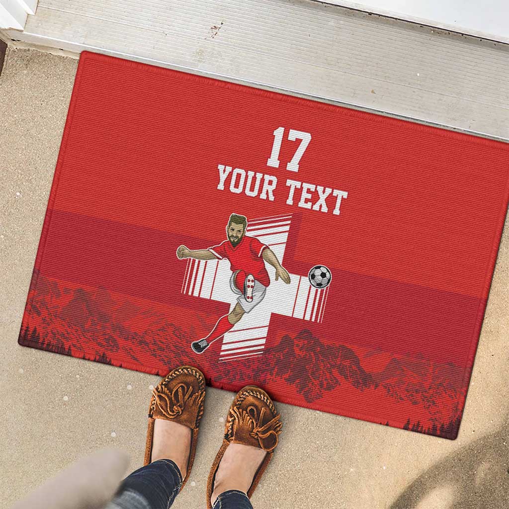 Custom Switzerland Football Rubber Doormat Hopp Schwiiz!