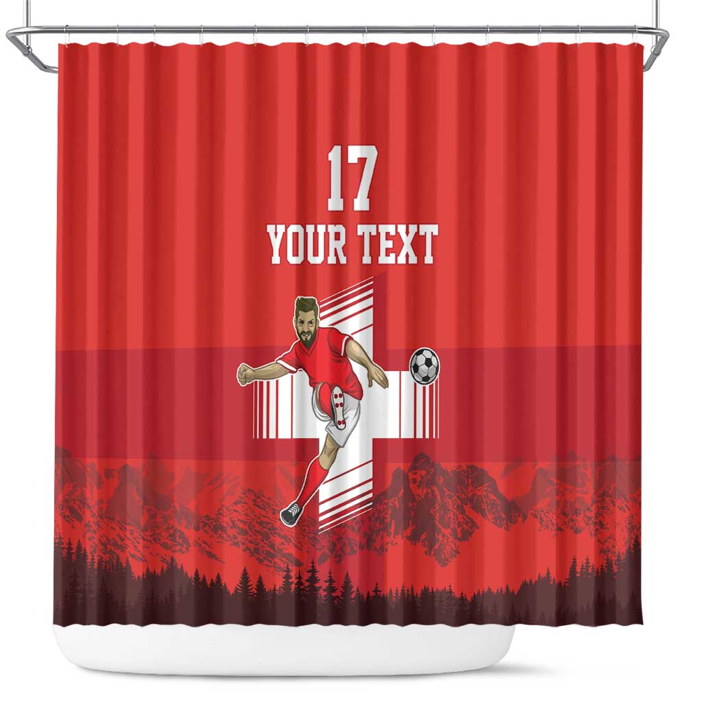 Custom Switzerland Football Shower Curtain Hopp Schwiiz!