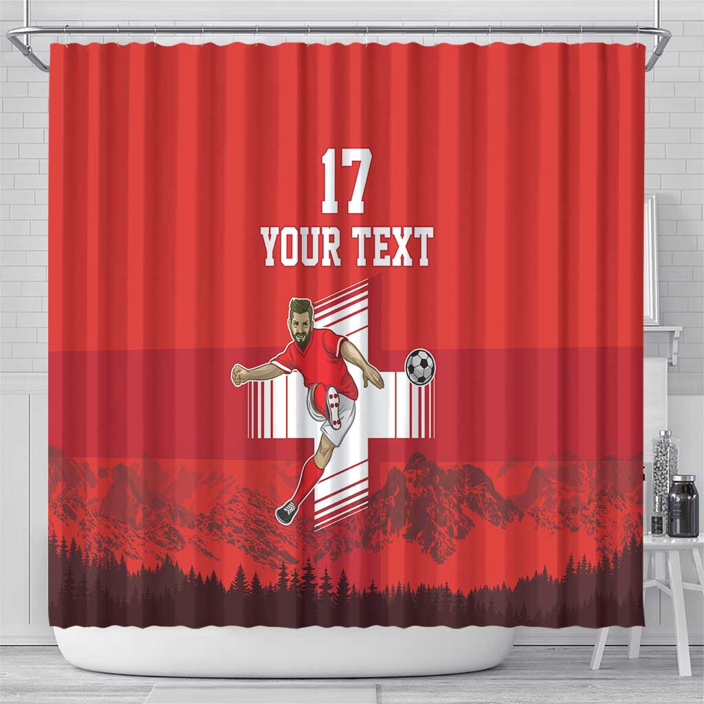 Custom Switzerland Football Shower Curtain Hopp Schwiiz!