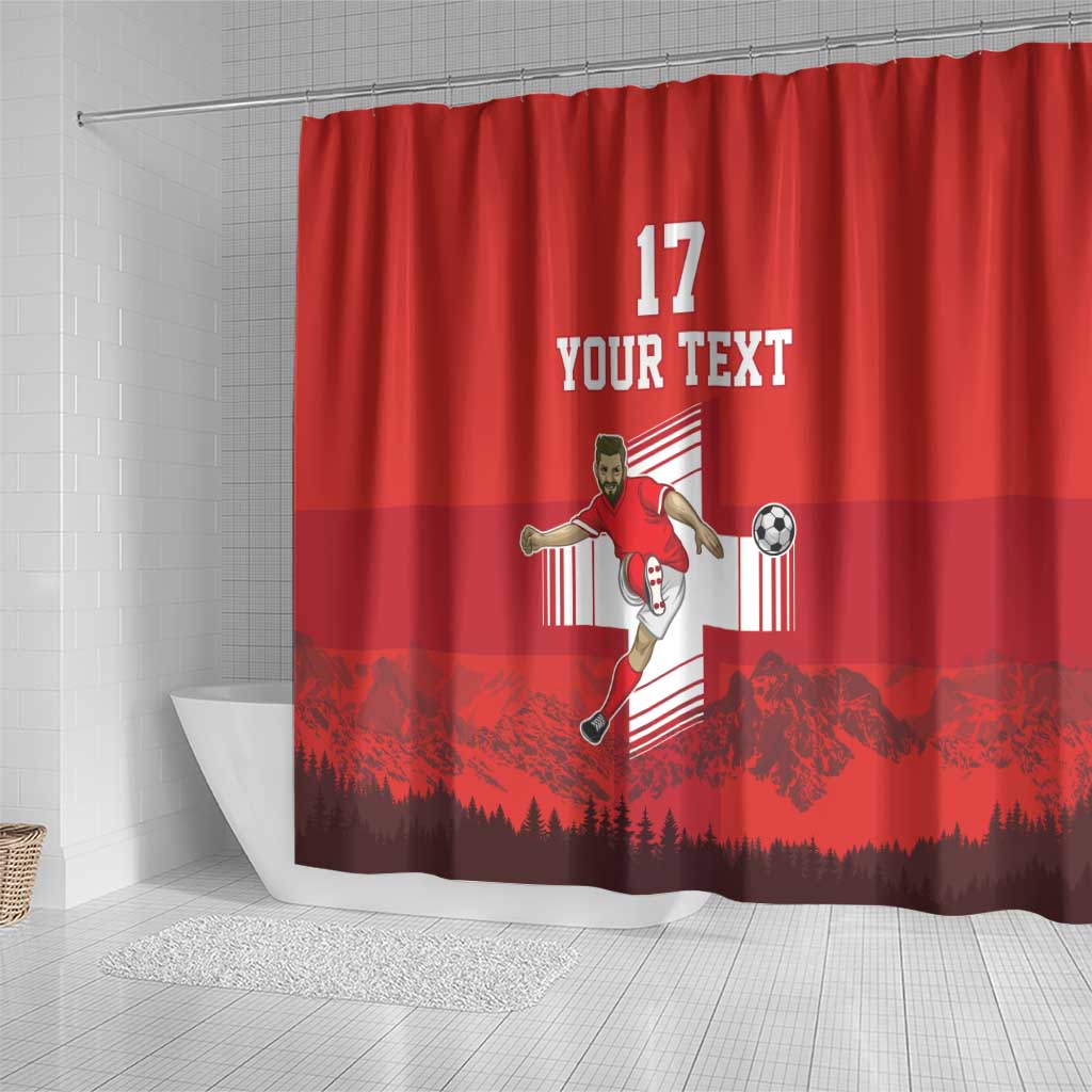 Custom Switzerland Football Shower Curtain Hopp Schwiiz!
