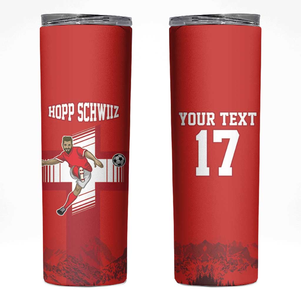 Custom Switzerland Football Skinny Tumbler Hopp Schwiiz!