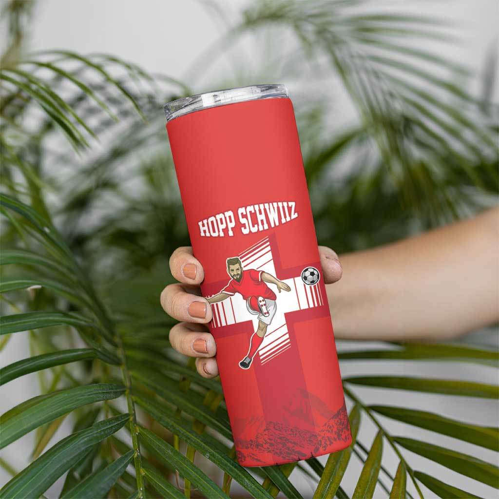 Custom Switzerland Football Skinny Tumbler Hopp Schwiiz!