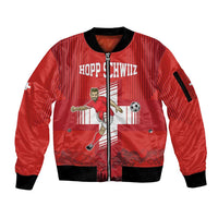 Custom Switzerland Football Sleeve Zip Bomber Jacket Hopp Schwiiz!