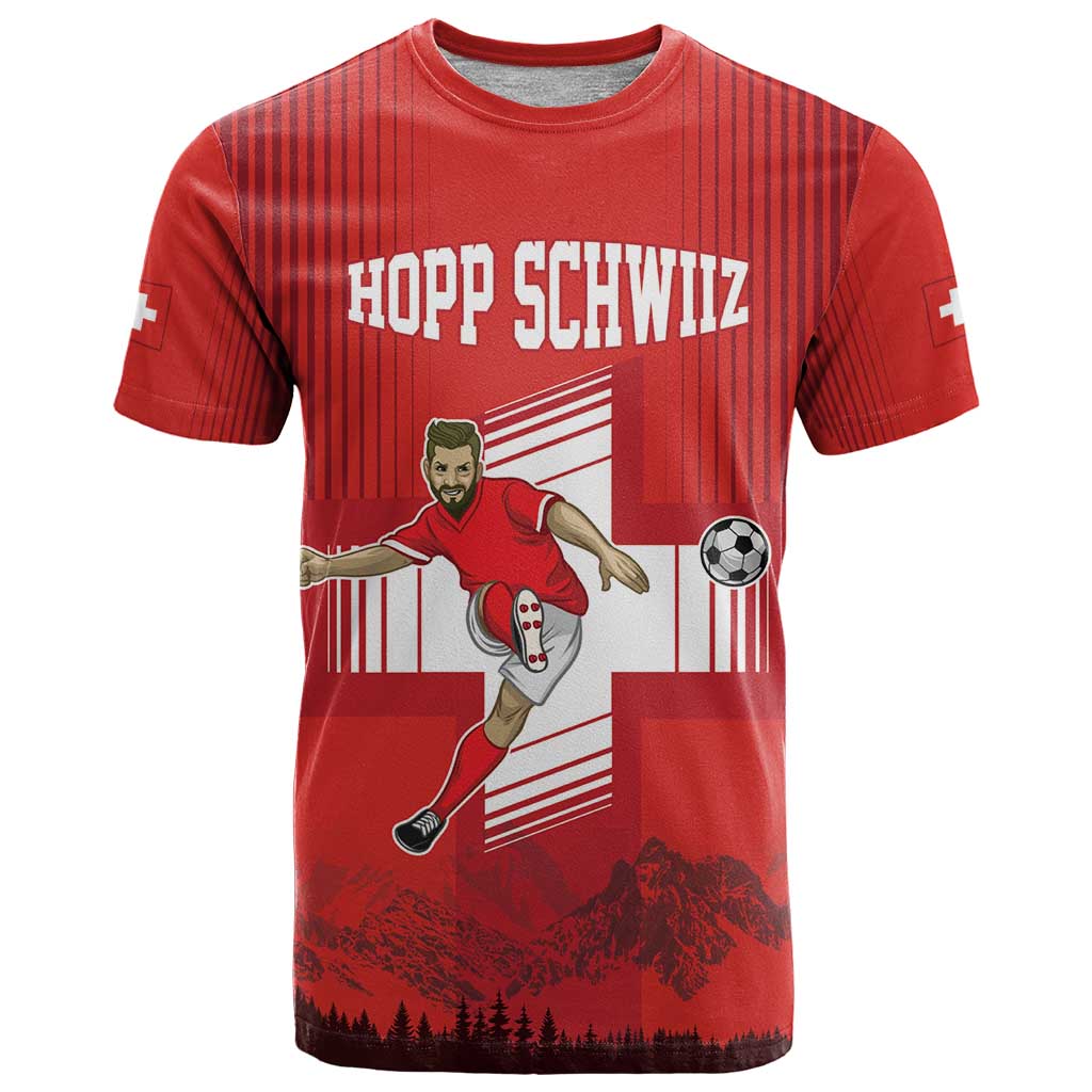 Custom Switzerland Football T Shirt Hopp Schwiiz!