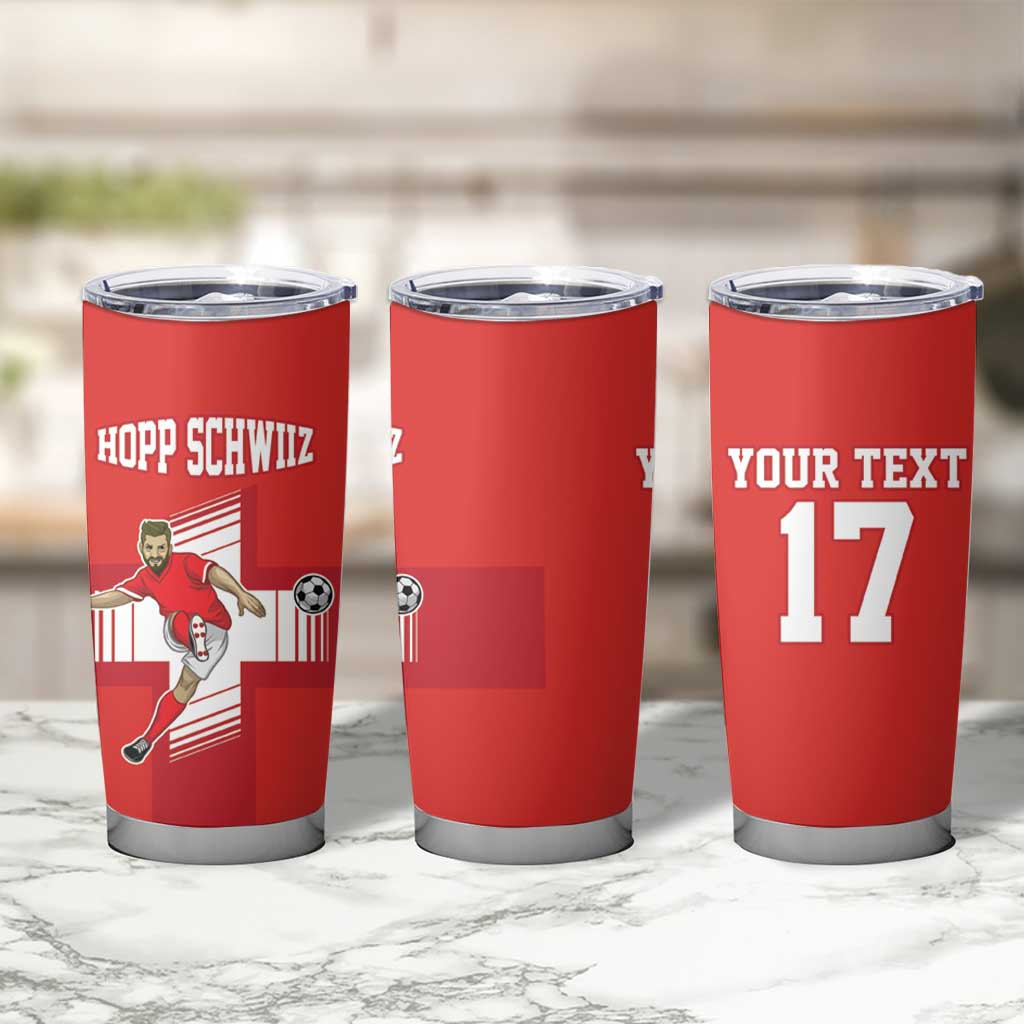 Custom Switzerland Football Tumbler Cup Hopp Schwiiz!
