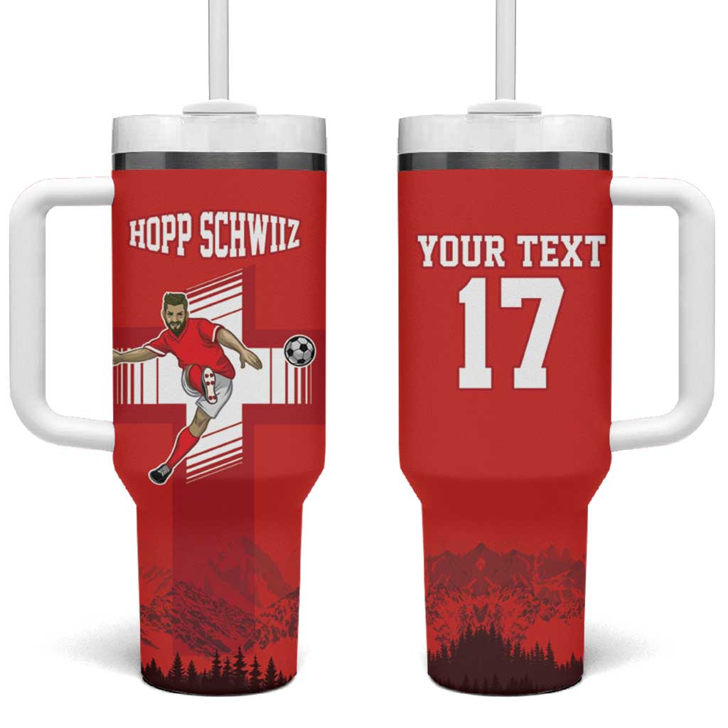 Custom Switzerland Football Tumbler With Handle Hopp Schwiiz!
