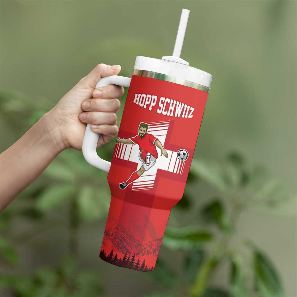 Custom Switzerland Football Tumbler With Handle Hopp Schwiiz!