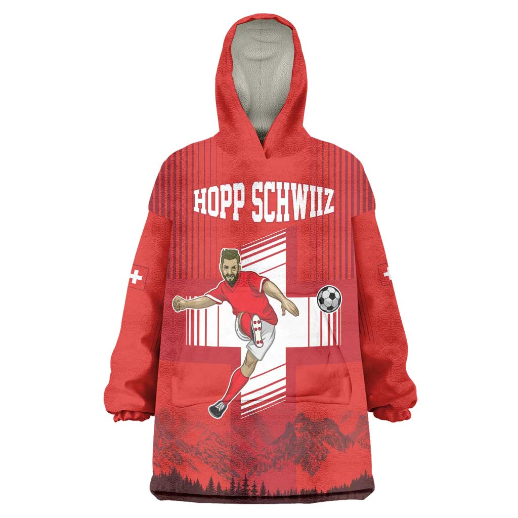 Custom Switzerland Football Wearable Blanket Hoodie Hopp Schwiiz!