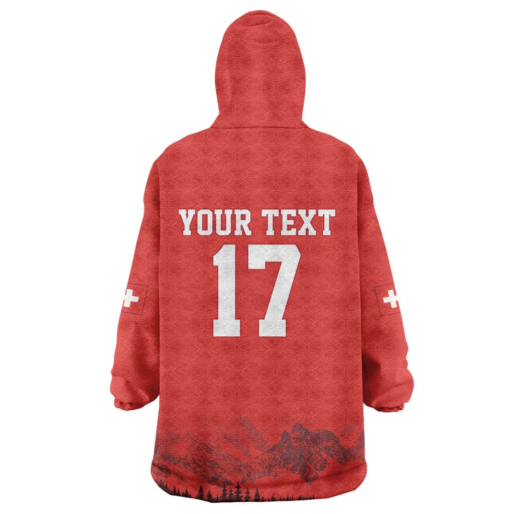 Custom Switzerland Football Wearable Blanket Hoodie Hopp Schwiiz!