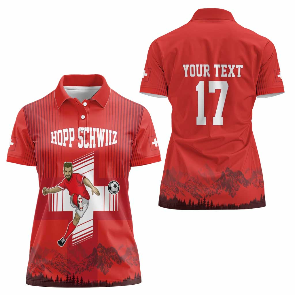 Custom Switzerland Football Women Polo Shirt Hopp Schwiiz!