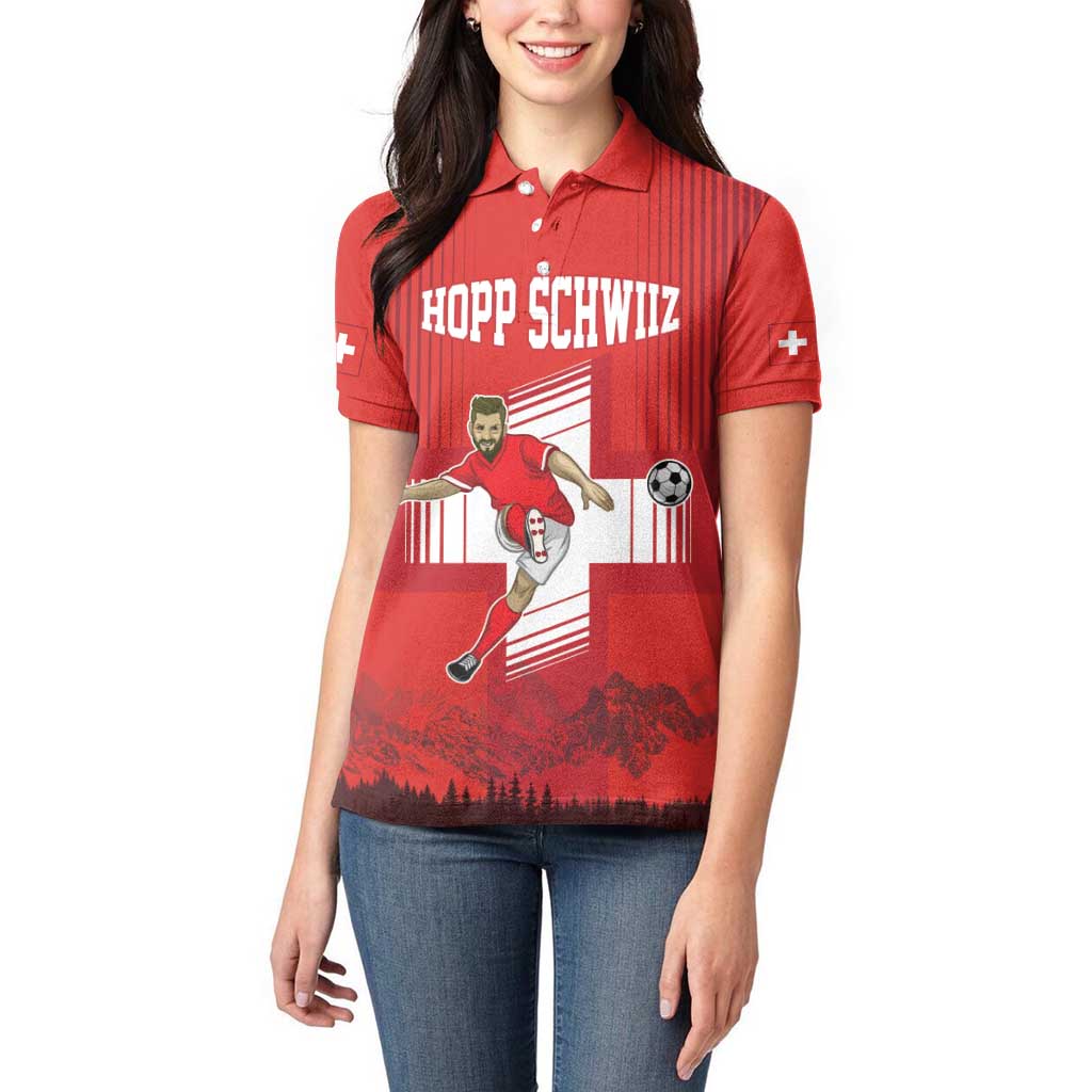 Custom Switzerland Football Women Polo Shirt Hopp Schwiiz!