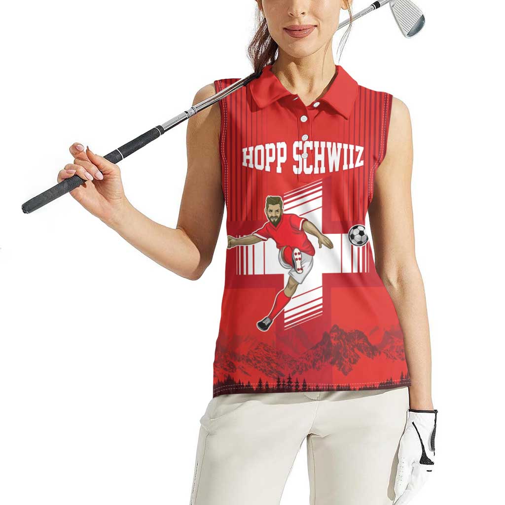 Custom Switzerland Football Women Sleeveless Polo Shirt Hopp Schwiiz!