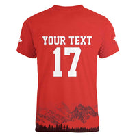 Custom Switzerland Football Women V-Neck T-Shirt Hopp Schwiiz!