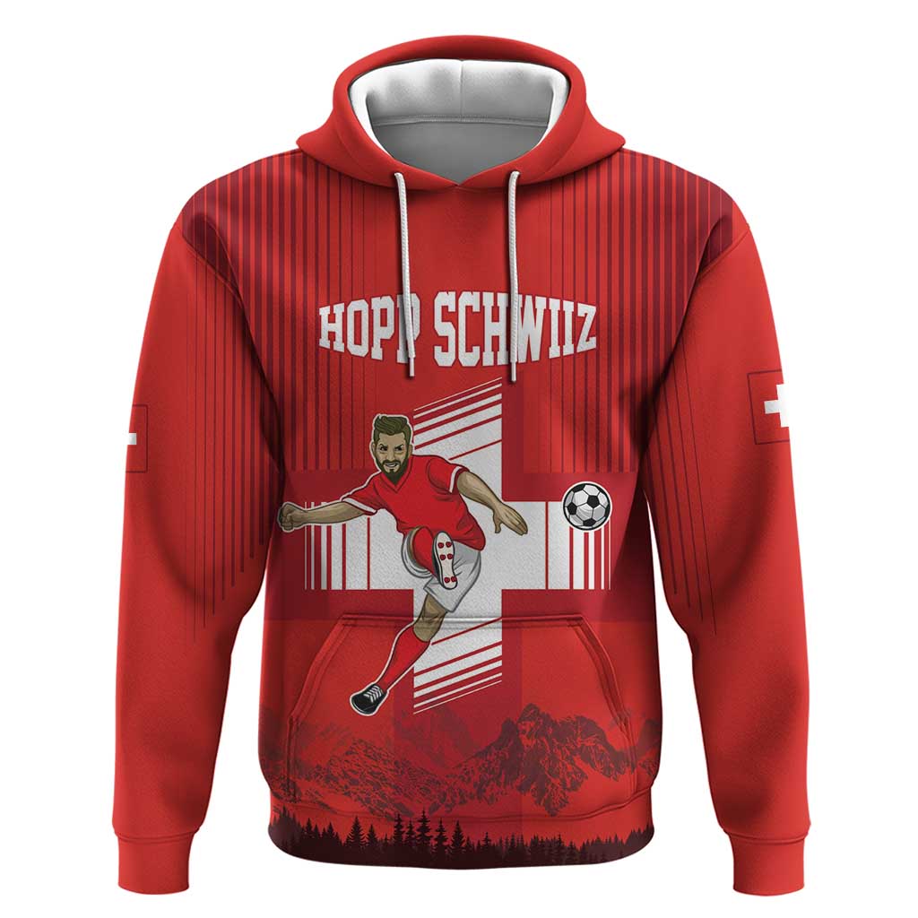 Custom Switzerland Football Zip Hoodie Hopp Schwiiz!