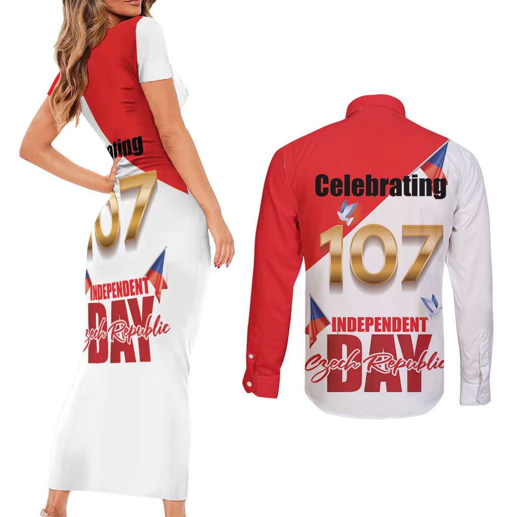 Den Vzniku Samostatneho Ceskoslovenskeho Statu Couples Matching Short Sleeve Bodycon Dress and Long Sleeve Button Shirt Czech Republic Independence day LT17