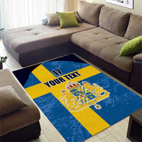 Custom Sweden Flag and Coat of arms Area Rug Three Crowns of Sweden