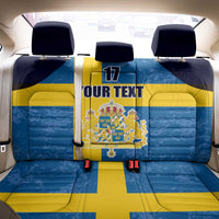 Custom Sweden Flag and Coat of arms Back Car Seat Cover Three Crowns of Sweden