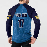 Custom Sweden Flag and Coat of arms Button Sweatshirt Three Crowns of Sweden