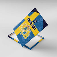 Custom Sweden Flag and Coat of arms Canvas Wall Art Three Crowns of Sweden