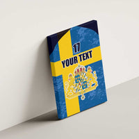 Custom Sweden Flag and Coat of arms Canvas Wall Art Three Crowns of Sweden