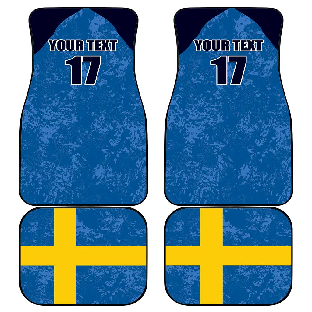 Custom Sweden Flag and Coat of arms Car Mats Three Crowns of Sweden