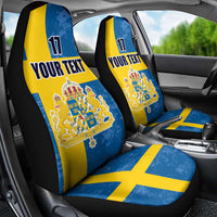 Custom Sweden Flag and Coat of arms Car Seat Cover Three Crowns of Sweden