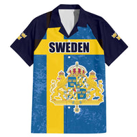 Custom Sweden Flag and Coat of arms Family Matching Mermaid Dress and Hawaiian Shirt Three Crowns of Sweden