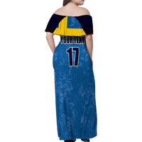 Custom Sweden Flag and Coat of arms Family Matching Off Shoulder Maxi Dress and Hawaiian Shirt Three Crowns of Sweden