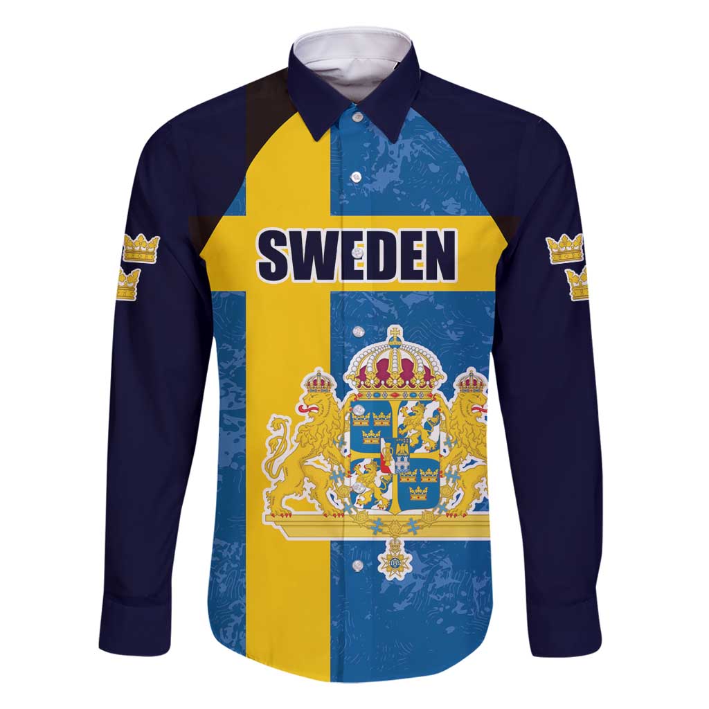 Custom Sweden Flag and Coat of arms Family Matching Tank Maxi Dress and Hawaiian Shirt Three Crowns of Sweden
