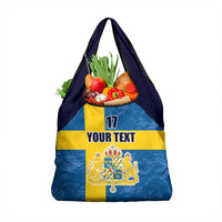 Custom Sweden Flag and Coat of arms Grocery Bag Three Crowns of Sweden
