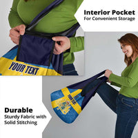 Custom Sweden Flag and Coat of arms Grocery Bag Three Crowns of Sweden