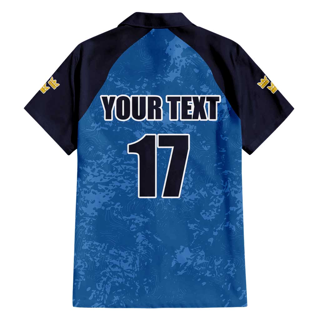 Custom Sweden Flag and Coat of arms Hawaiian Shirt Three Crowns of Sweden