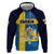 Custom Sweden Flag and Coat of arms Hoodie Three Crowns of Sweden