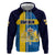 Custom Sweden Flag and Coat of arms Hoodie Three Crowns of Sweden