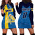 Custom Sweden Flag and Coat of arms Hoodie Dress Three Crowns of Sweden