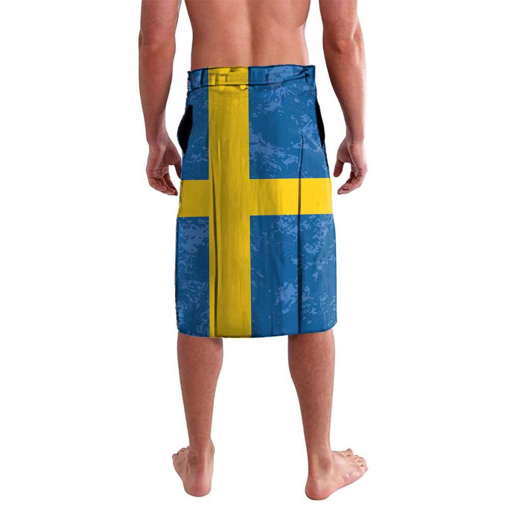 Custom Sweden Flag and Coat of arms Lavalava Three Crowns of Sweden