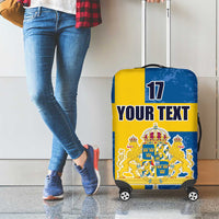 Custom Sweden Flag and Coat of arms Luggage Cover Three Crowns of Sweden