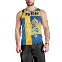 Custom Sweden Flag and Coat of arms Men Tank Top Three Crowns of Sweden