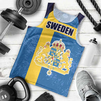 Custom Sweden Flag and Coat of arms Men Tank Top Three Crowns of Sweden