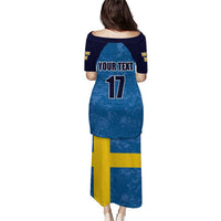 Custom Sweden Flag and Coat of arms Puletasi Three Crowns of Sweden