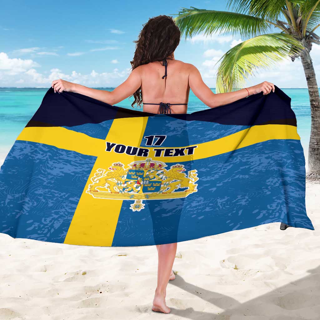 Custom Sweden Flag and Coat of arms Sarong Three Crowns of Sweden