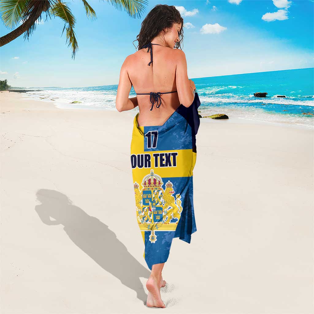 Custom Sweden Flag and Coat of arms Sarong Three Crowns of Sweden