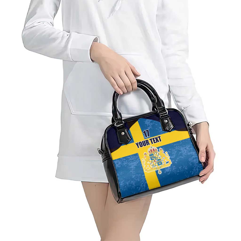 Custom Sweden Flag and Coat of arms Shoulder Handbag Three Crowns of Sweden