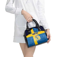 Custom Sweden Flag and Coat of arms Shoulder Handbag Three Crowns of Sweden