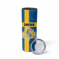 Custom Sweden Flag and Coat of arms Skinny Tumbler Three Crowns of Sweden