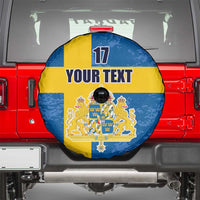 Custom Sweden Flag and Coat of arms Spare Tire Cover Three Crowns of Sweden