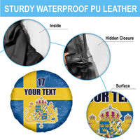 Custom Sweden Flag and Coat of arms Spare Tire Cover Three Crowns of Sweden