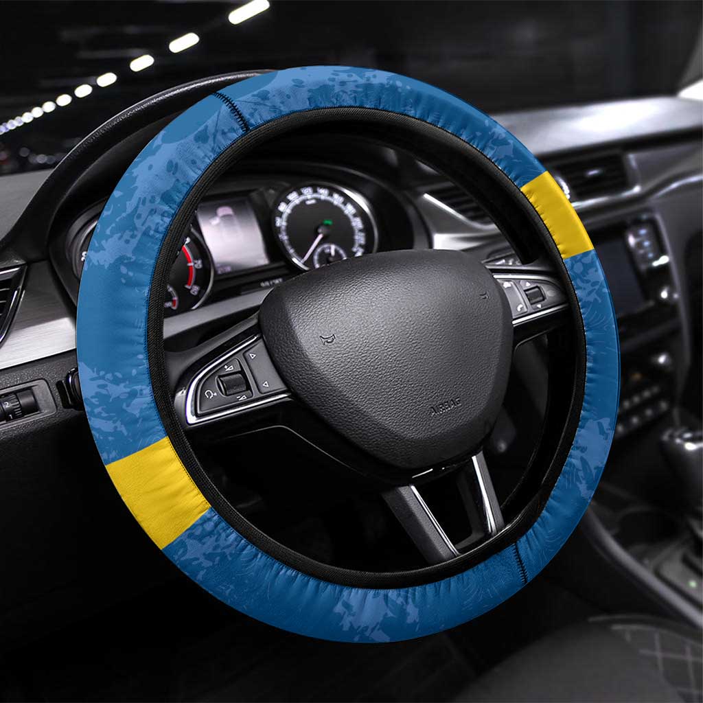 Sweden Flag and Coat of arms Steering Wheel Cover Three Crowns of Sweden