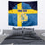 Custom Sweden Flag and Coat of arms Tapestry Three Crowns of Sweden